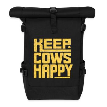 Keep Cows Happy – Geschenk für Landwirte - Rolltop Rucksack - Schwarz - Vorne