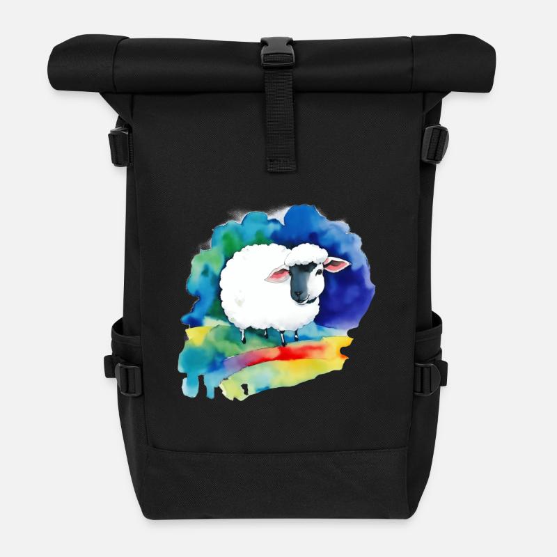 Schaf - Rolltop Rucksack - Schwarz