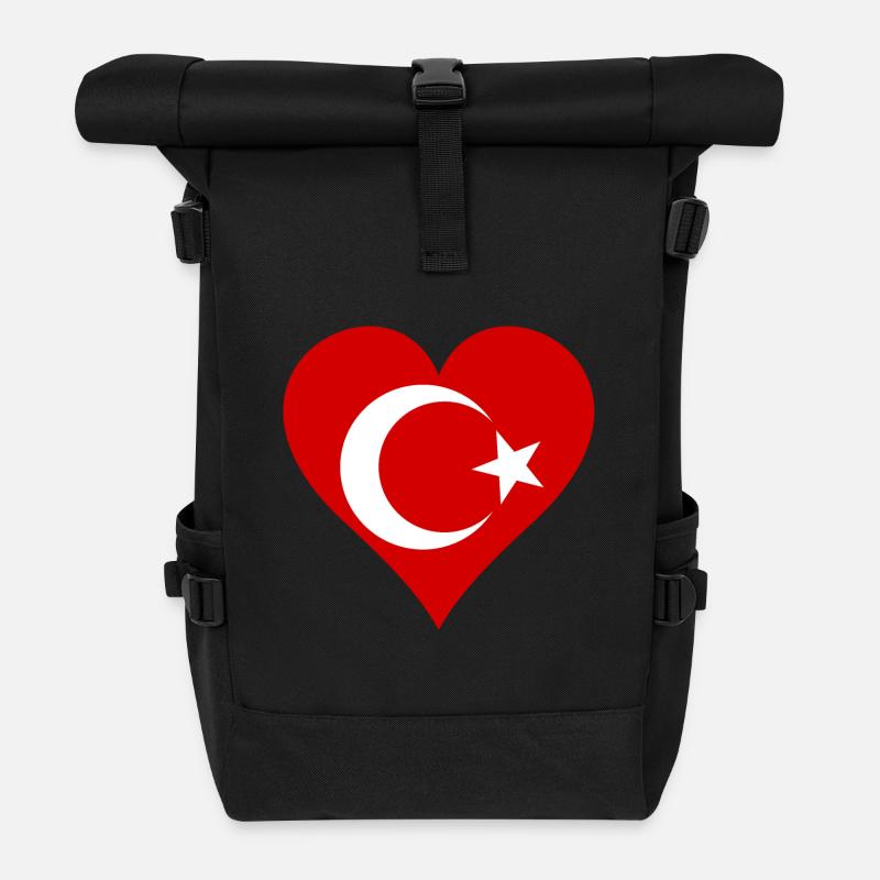 Drapeau turc comme coeur - Sac à dos roll top - noir