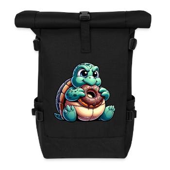 Süße mollige Schildkröte Donut Cartoon - Rolltop Rucksack - Schwarz - Vorne