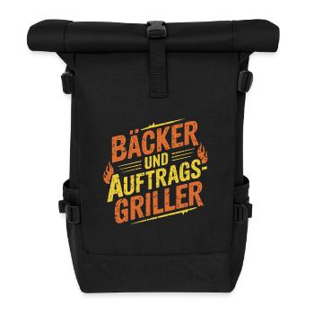 Bäcker und Auftragsgriller BBQ Grillen - Rolltop Rucksack - Schwarz - Vorne