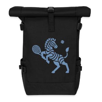 Zebra Tennis Silhouette Minimalistisches Design - Rolltop Rucksack - Schwarz - Vorne