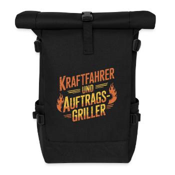 Kraftfahrer und Auftragsgriller - Rolltop Rucksack - Schwarz - Vorne