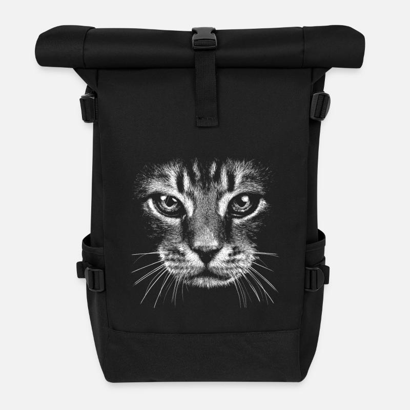 Katze / potrait / Gesicht / Kopf - Rolltop Rucksack - Schwarz