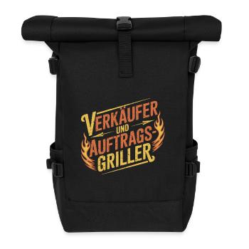 Verkäufer und Auftragsgriller BBQ Grillen - Rolltop Rucksack - Schwarz - Vorne