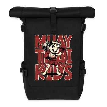 Muay Thai Kids, Mädchen - Kinder Thai Boxen - Rolltop Rucksack - Schwarz - Vorne