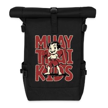 Muay Thai Kids, Junge - Kinder Thai Boxen - Rolltop Rucksack - Schwarz - Vorne