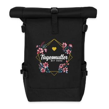 Tagesmutter mit Herz - Rolltop Rucksack - Schwarz - Vorne