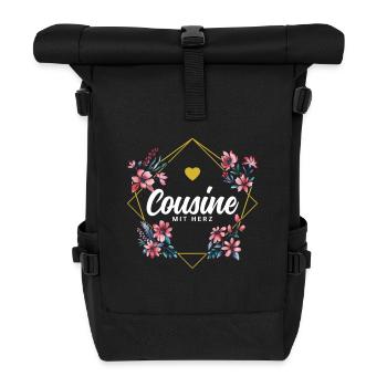Cousine mit Herz - Rolltop Rucksack - Schwarz - Vorne