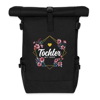 Tochter mit Herz - Rolltop Rucksack - Schwarz - Vorne