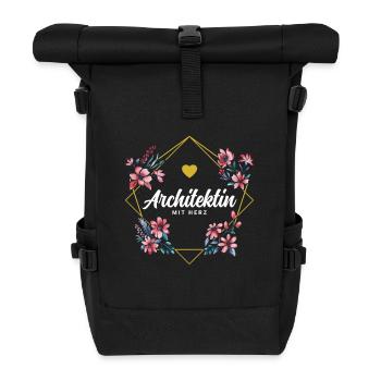 Architektin mit Herz - Rolltop Rucksack - Schwarz - Vorne