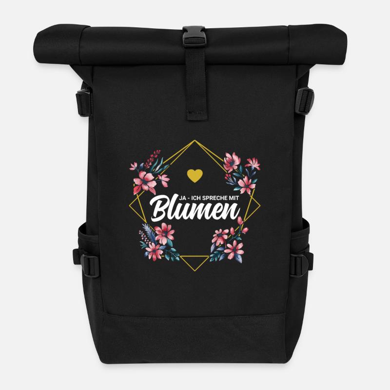 Ich Spreche Mit Blumen - Rolltop Rucksack - Schwarz