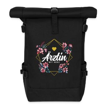 Ärztin mit Herz - Rolltop Rucksack - Schwarz - Vorne