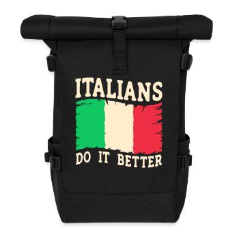 Italian Italy Funny Saying Gift Idea - Roll Top Backpack - black - Front