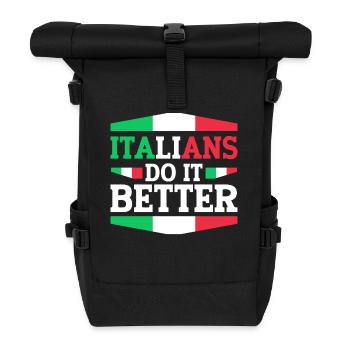 Italian Italy Funny Saying Gift Idea - Roll Top Backpack - black - Front