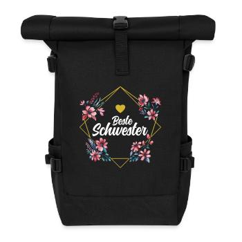 Beste Schwester - Rolltop Rucksack - Schwarz - Vorne