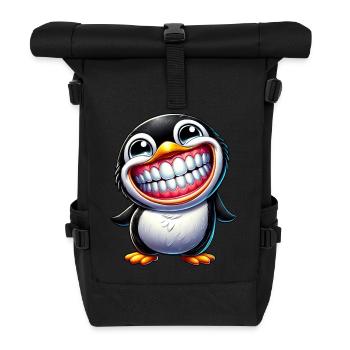 Lustiger Pinguin mit großem Lachen - Rolltop Rucksack - Schwarz - Vorne