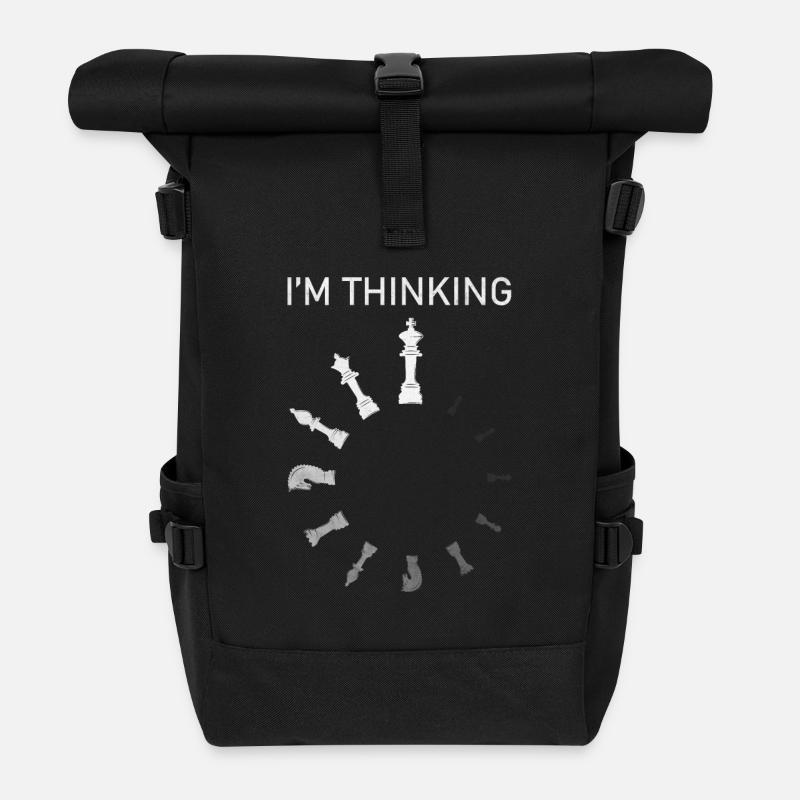 I m Thinking Chess - Roll Top Backpack - black