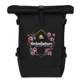 Hochzeitsplaner bei der Arbeit - Rolltop Rucksack - Schwarz - Vorne