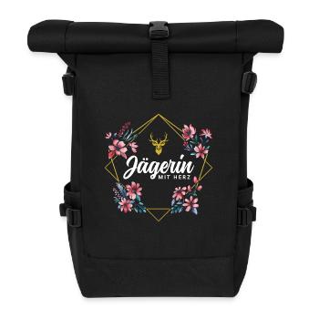 Jägerin mit Herz - Rolltop Rucksack - Schwarz - Vorne