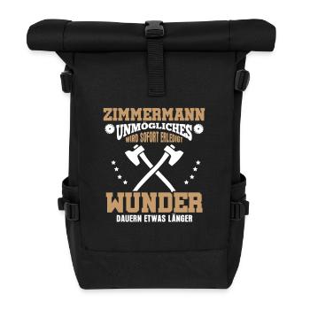Zimmermann – Unmögliches wird sofort erledigt - Rolltop Rucksack - Schwarz - Vorne