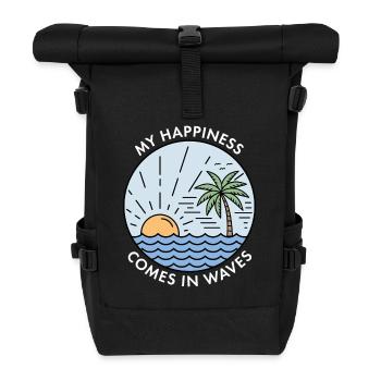 Mon bonheur vient par vagues - Sac à dos roll top - noir - Devant