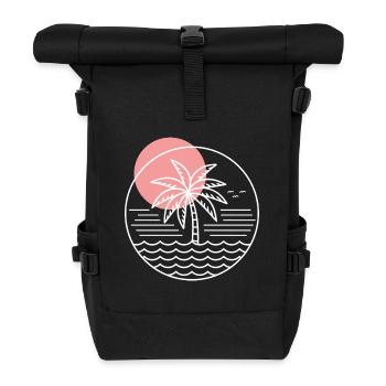 Palmen-Kreis - Rolltop Rucksack - Schwarz - Vorne