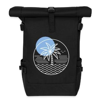 Palmen-Kreis - Rolltop Rucksack - Schwarz - Vorne