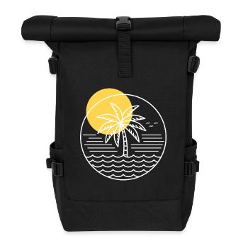 Palmen-Kreis - Rolltop Rucksack - Schwarz - Vorne