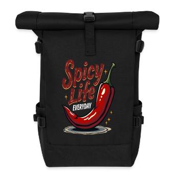 Spicy Life – Chili Vibes für jeden Tag - Rolltop Rucksack - Schwarz - Vorne