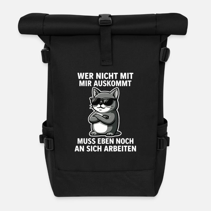 Coole Katze Spruch - Rolltop Rucksack - Schwarz