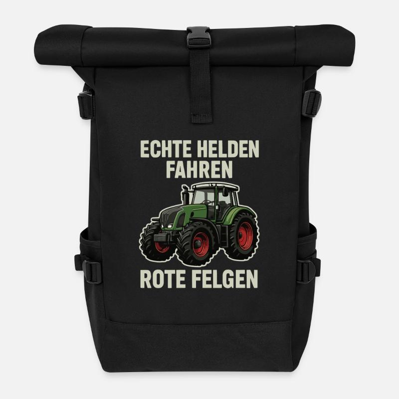 Echte Helden fahren Traktor - Rolltop Rucksack - Schwarz