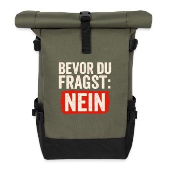 Before you ask: NO – Funny saying - Roll Top Backpack - olive/black - Front