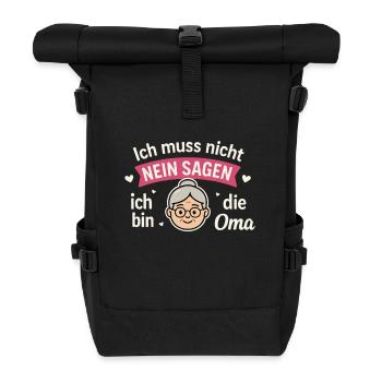 Ich bin die Oma – darf alles! - Rolltop Rucksack - Schwarz - Vorne