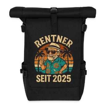 Rente seit 2025 – Tschüss Arbeit! - Rolltop Rucksack - Schwarz - Vorne