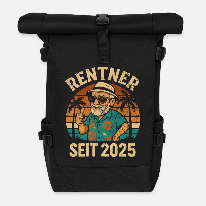 Rente seit 2025 – Tschüss Arbeit! - Rolltop Rucksack - Schwarz