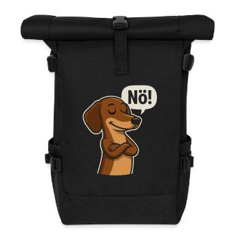 Dackel sagt Nö – Frecher Hundespruch - Rolltop Rucksack - Schwarz - Vorne