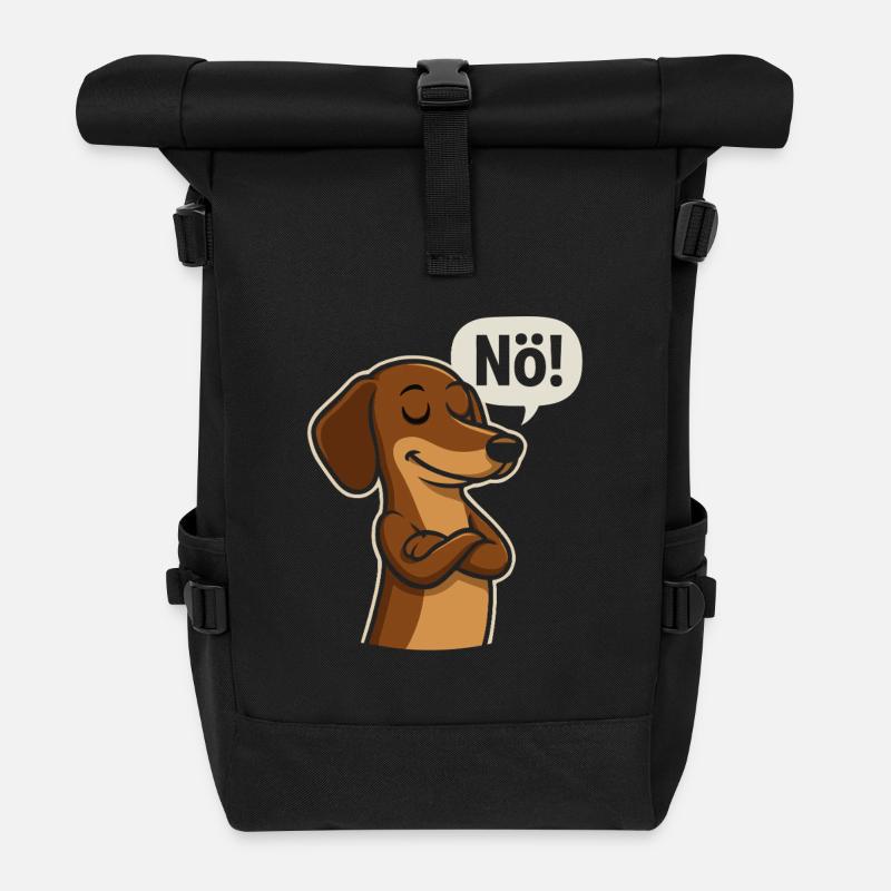 Dackel sagt Nö – Frecher Hundespruch - Rolltop Rucksack - Schwarz