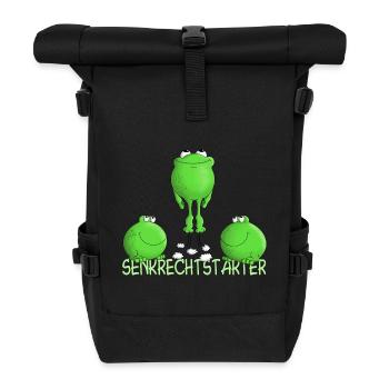 Start - take off - funny - Roll Top Backpack - black - Front