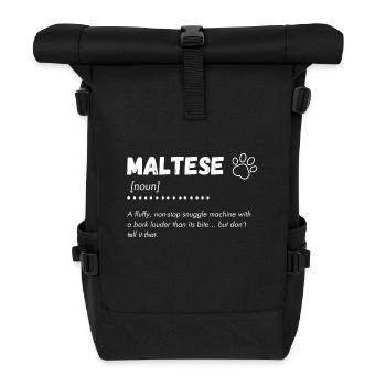 Maltais - une machine à câlins moelleuse et un aboyeur bruyant - Sac à dos roll top - noir - Devant