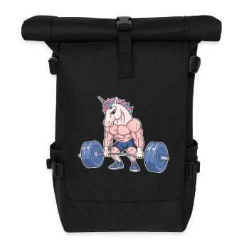Sports Unicorn Gym Fitness Gift Idea - Roll Top Backpack - black - Front