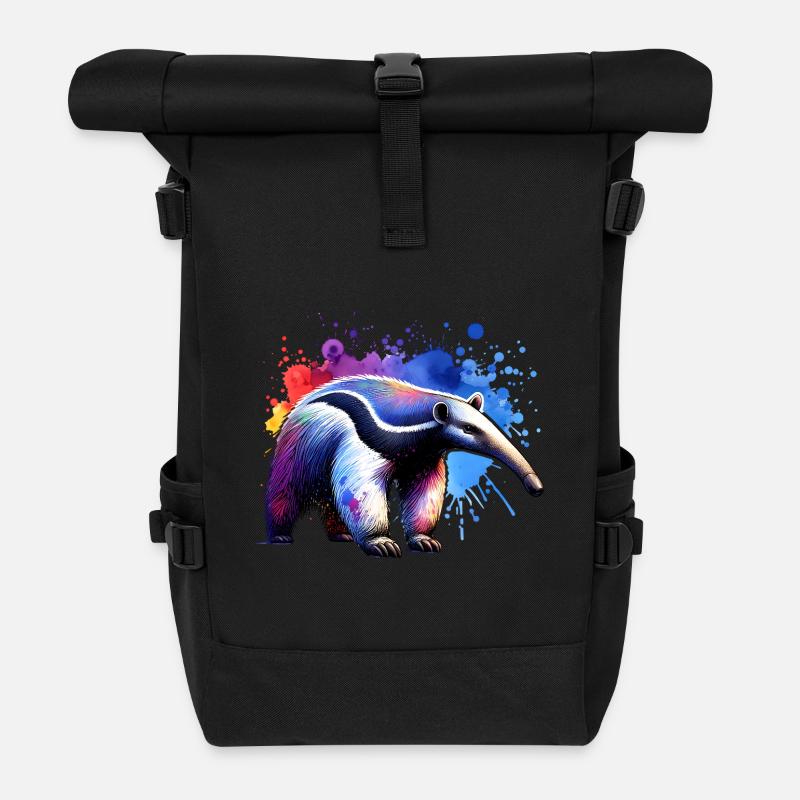 Ameisenbär - Rolltop Rucksack - Schwarz