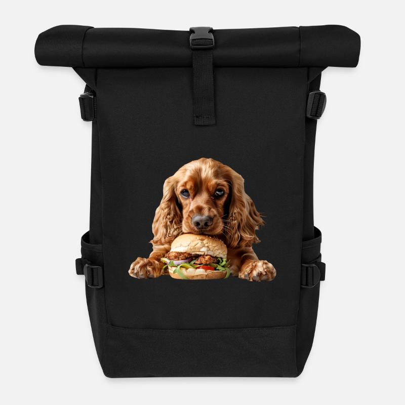 Cocker Spaniel - Roll Top Backpack - black