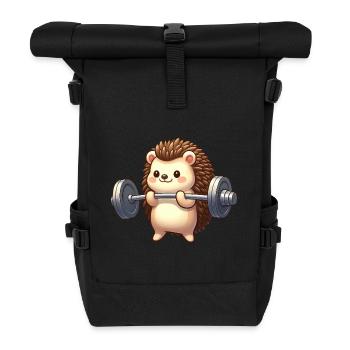Igel Training Langhantel Workout Cartoon - Rolltop Rucksack - Schwarz - Vorne