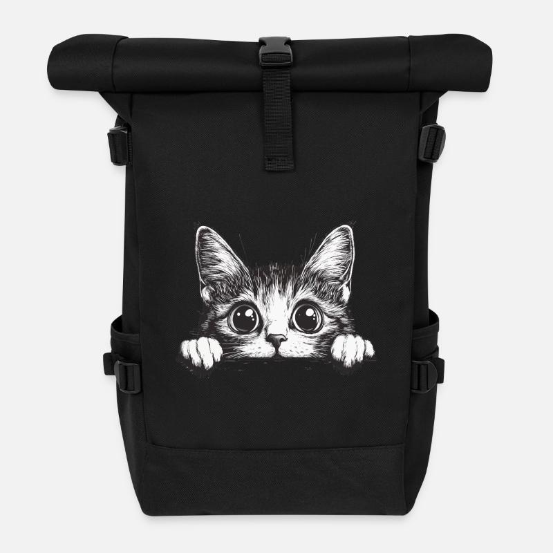 Katze - Rolltop Rucksack - Schwarz