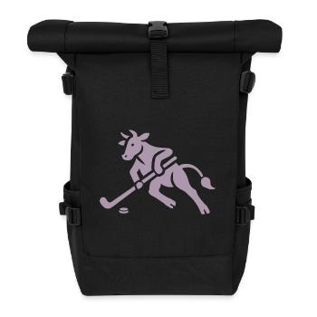 Cow Bull Hockey Player Silhouette - Roll Top Backpack - black - Front
