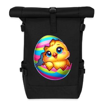 Mignon oeuf de Pâques poussin poulet dessin animé coloré - Sac à dos roll top - noir - Devant
