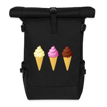 Eis Waffel Kostüme Eiscreme Eiskugel Waffeleis - Rolltop Rucksack - Schwarz - Vorne