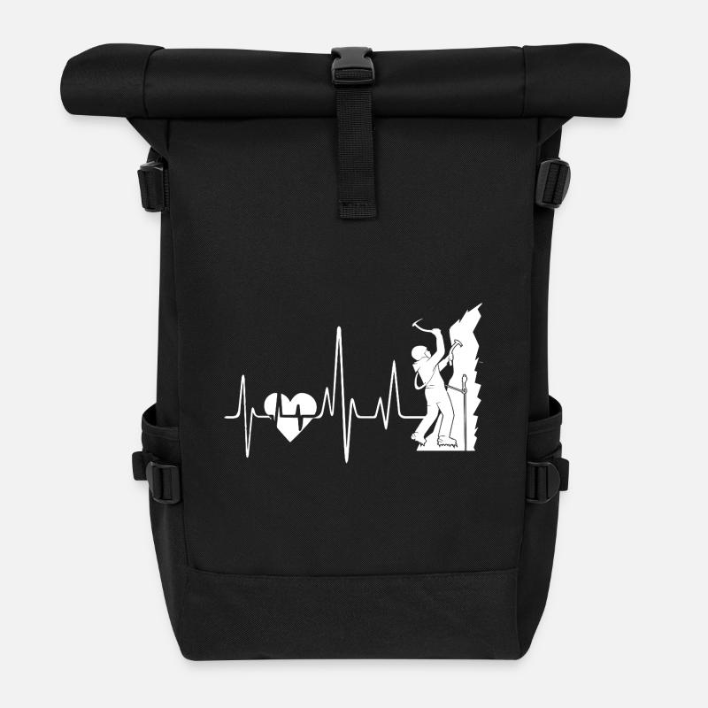 Rock Climbing Heartbeat - Roll Top Backpack - black