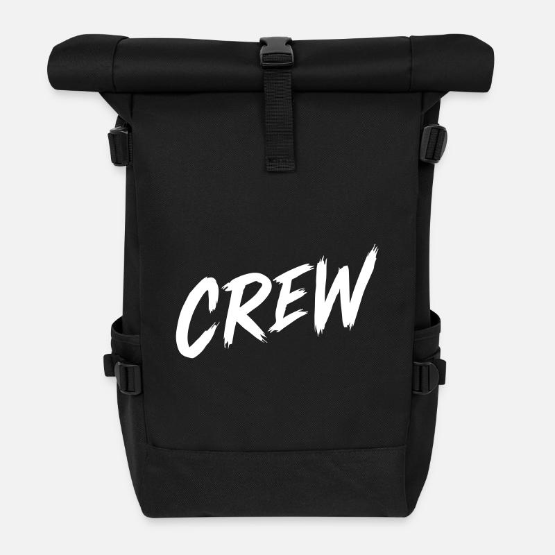Crew Schriftzug - Rolltop Rucksack - Schwarz